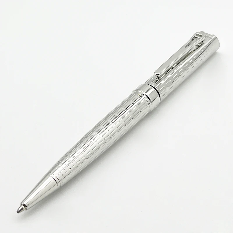 

Luxury A-n-r Brand Ballpoint Pen Classic All Silver Exquisite Carving Pattern Office School Supplies