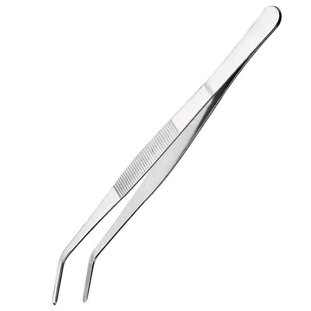 Stainless Steel Precision Kitchen Culinary Tweezer Tongs Long