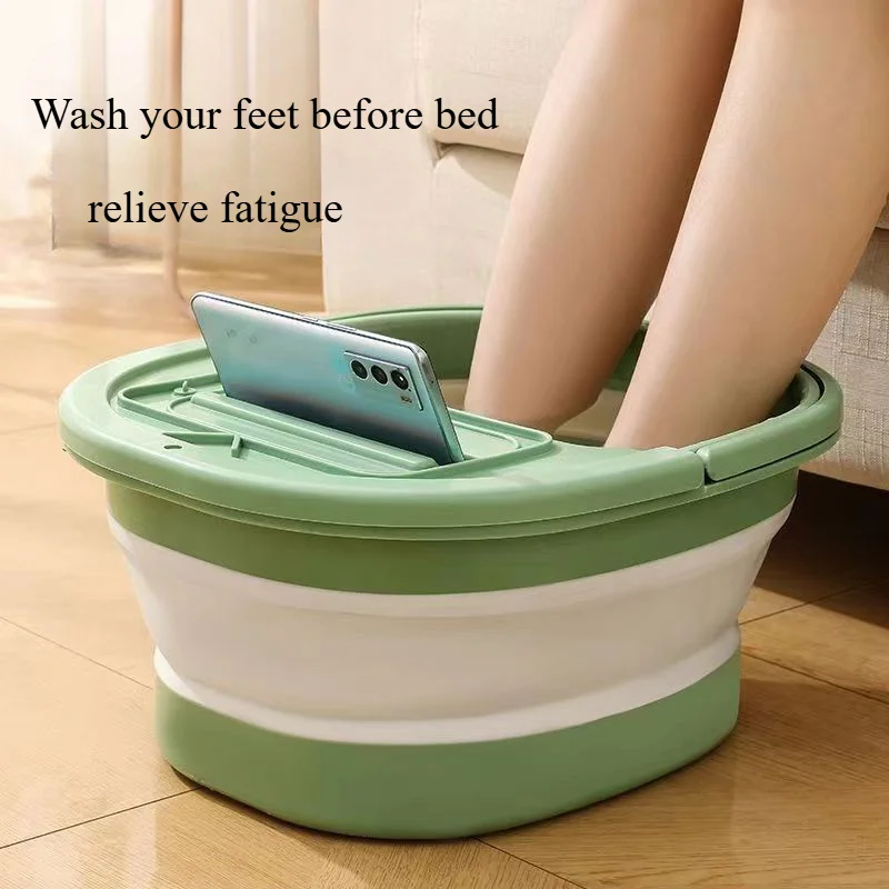 Collapsible Foot Bath Basin for Soaking Feet,Pedicure Foot Spa, Tub with Handles and Massage Acupoint,Multifunction（A）