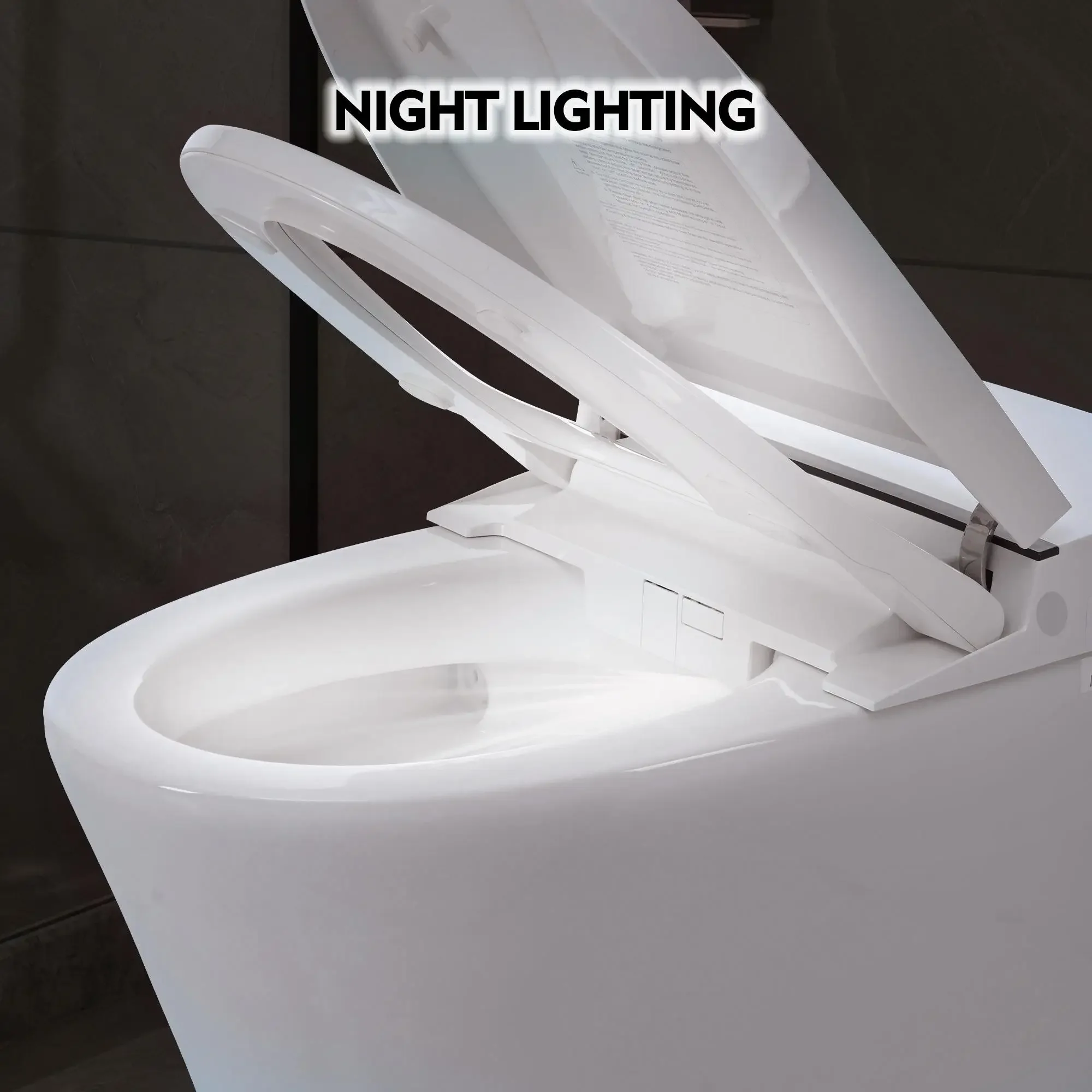 Heated Seat Smart Toilet Without Bidet, Upmarket Compact Dual Flush Toilet 1/1.28 Gpf, Tank Less Foot Sensor Flush, White