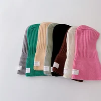 Knitted Baby Hat Hooded Scarf Warm Solid Color One Piece Scarf Winter Kids Toddler Boys Girls Hats 3