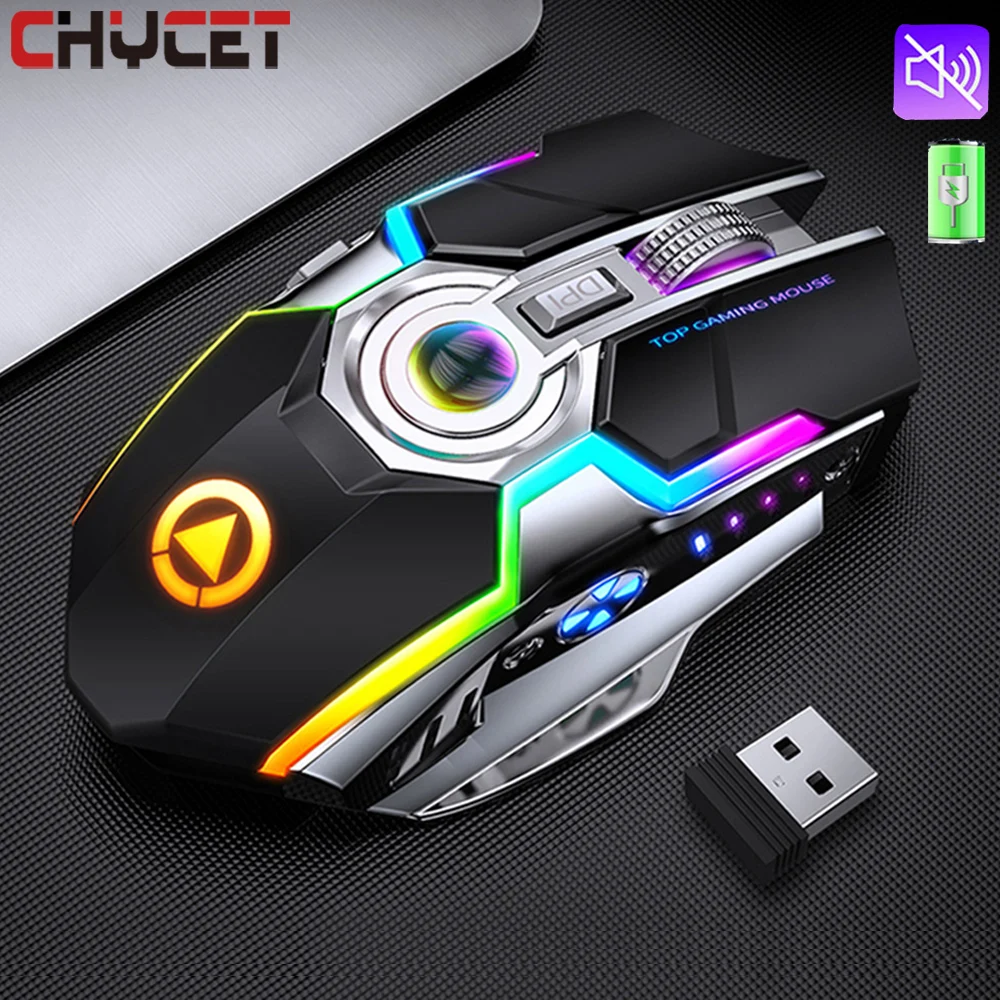 CHYCET 2022 беспроводная мышь геймер 2 4G USB игровая 1600DPI Цветной СВЕТОДИОДНЫЙ с