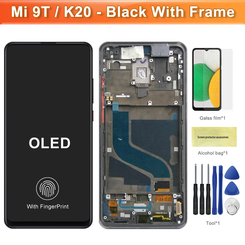 Écran OLED Complet + Châssis Noir Pour Xiaomi Mi 9T / 9T Pro - Neuf