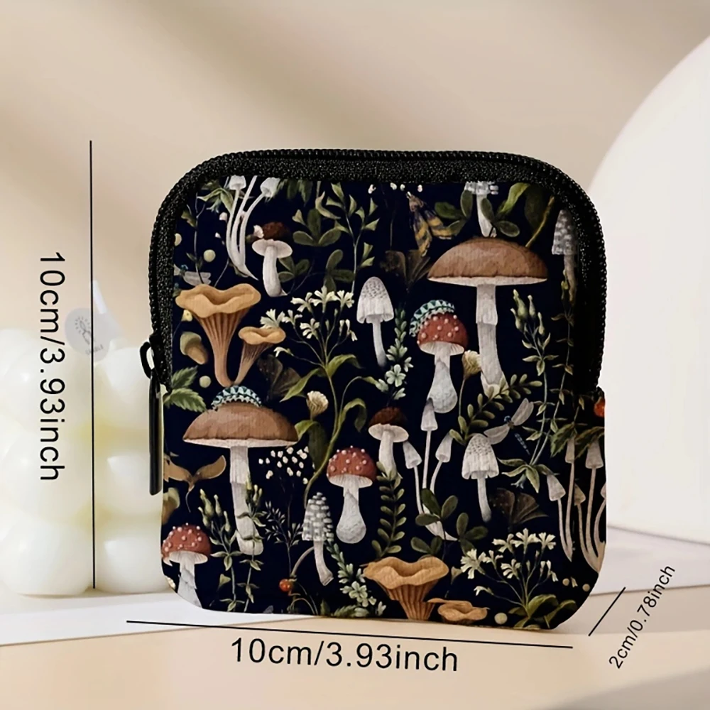 1pc， Ideal choice for mushroom patterned large capacity coin wallets, digital printed coin wallets, storage bags, and gifts