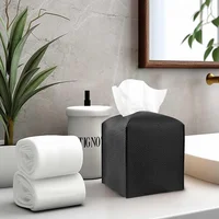 Leather Tissue Box Cover Square Holder Decorative Organizer, PU Facial Paper Holder 1
