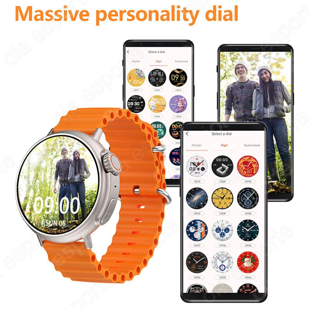 SmartWatch Ultra Bluetooth Call Voice Assistants Heart Rate GPS Wrielessfast Blood Oxygen Monitoring Charge Men Women SmartWatch