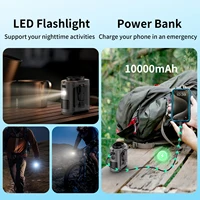 20000mAh Outdoor Portable Waist Fan Hanging Neck Fan Strong Wind with Power Bank LED Lighting for Sports Courier Outdoor Working 2