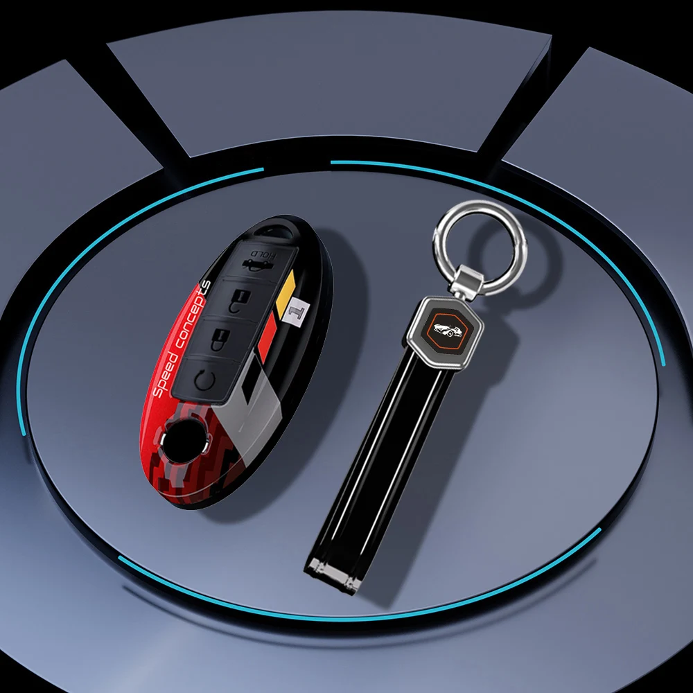Premium Carbon Fiber Car Key Case Cover - 4-Button Protection