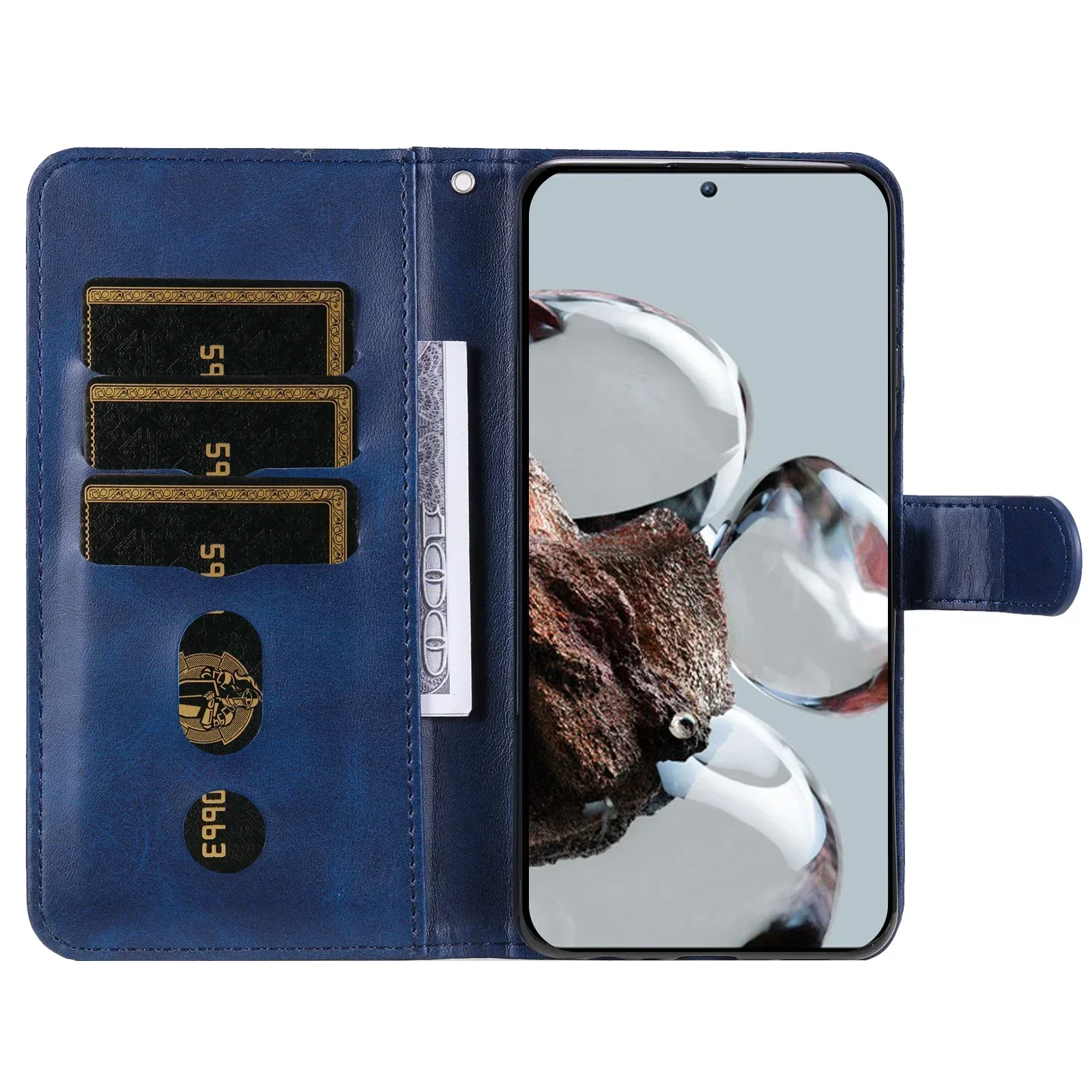 Luxury Zipper Leather Flip Wallet Phone Case Cover - Retro Book Holder Design