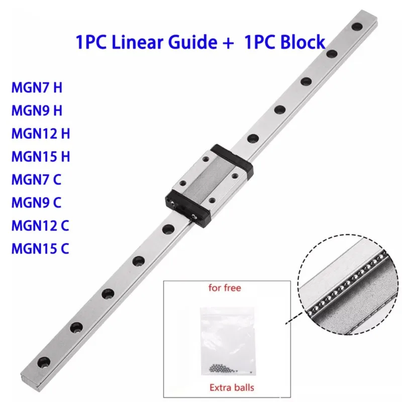 thumbnail image 2 of MGN9 Linear Slide Rail Guide With Mini Carriage Block - 150mm To 600mm Length For CNC Machines & DIY Projects 2 of 10