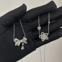Collier pour femme en argent S925, design tendance avec pendentif pentagramme et papillon, cadeau de fête 2