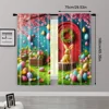 2pc,  Curtain Spring Bunny Flowers Easter Eggs Versatile 100% Polyester,Without Electricity Family Party Decoration for Parties 3