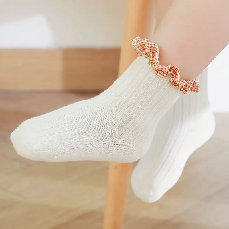 24pairs Lace Ruffle baby Short Socks girls children Plaid Bows Spanish style Socks Knee High Toddler Christmas Sock Leg Warmer