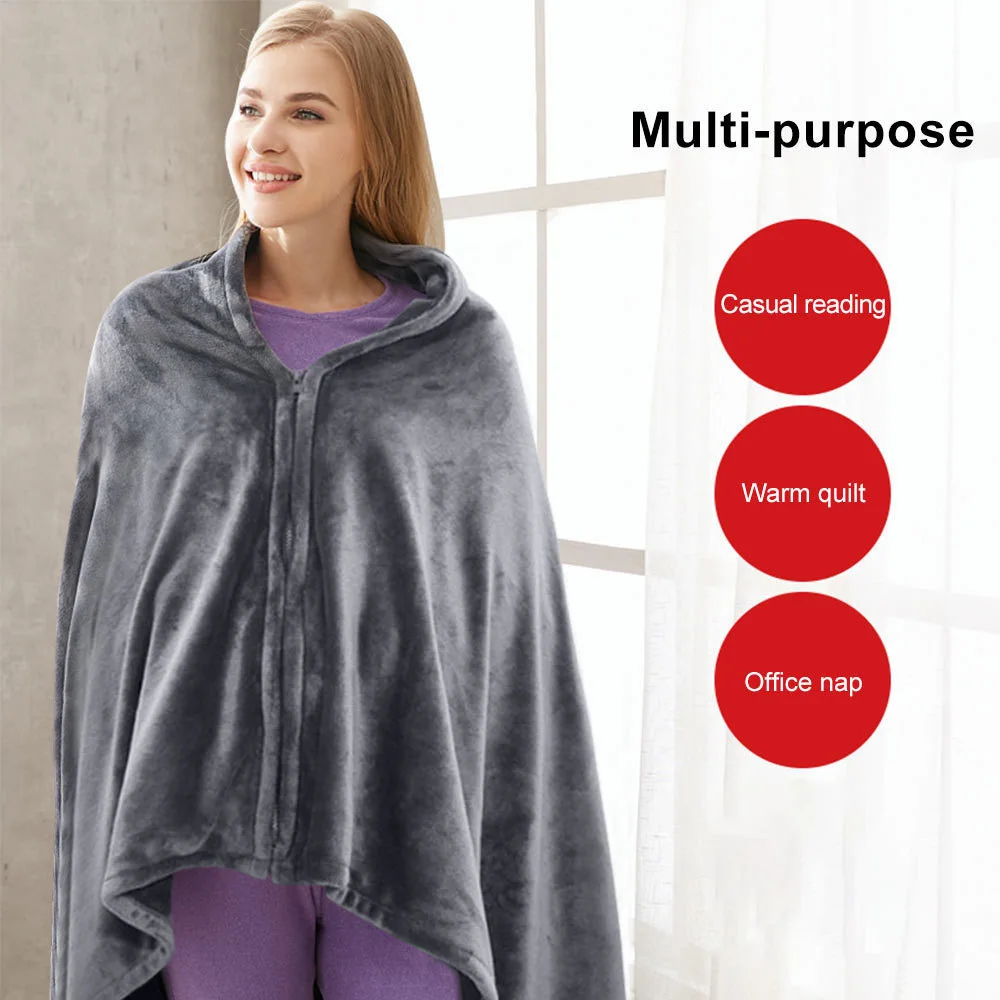 

Electric Heating Outer Shawl Blanket Coral Fleece Warm Body Shawl Cloak USB Rechargeable Heating Blanket Cold-proof Warm Blanket