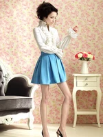 Mode victorienne femmes hauts volants à manches longues à volants couleur unie OL bureau chemise froufrous poignets col haut Blouse automne hauts 3