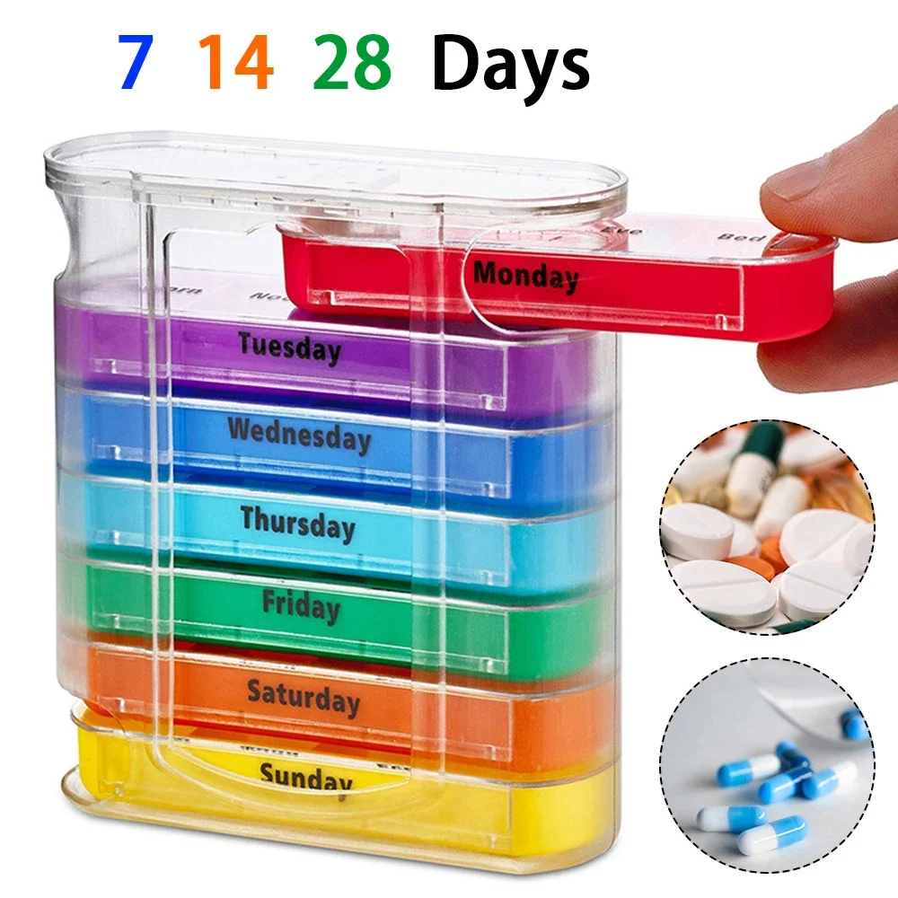Portable Weekly Monthly Pill Box Storage Organizer Container