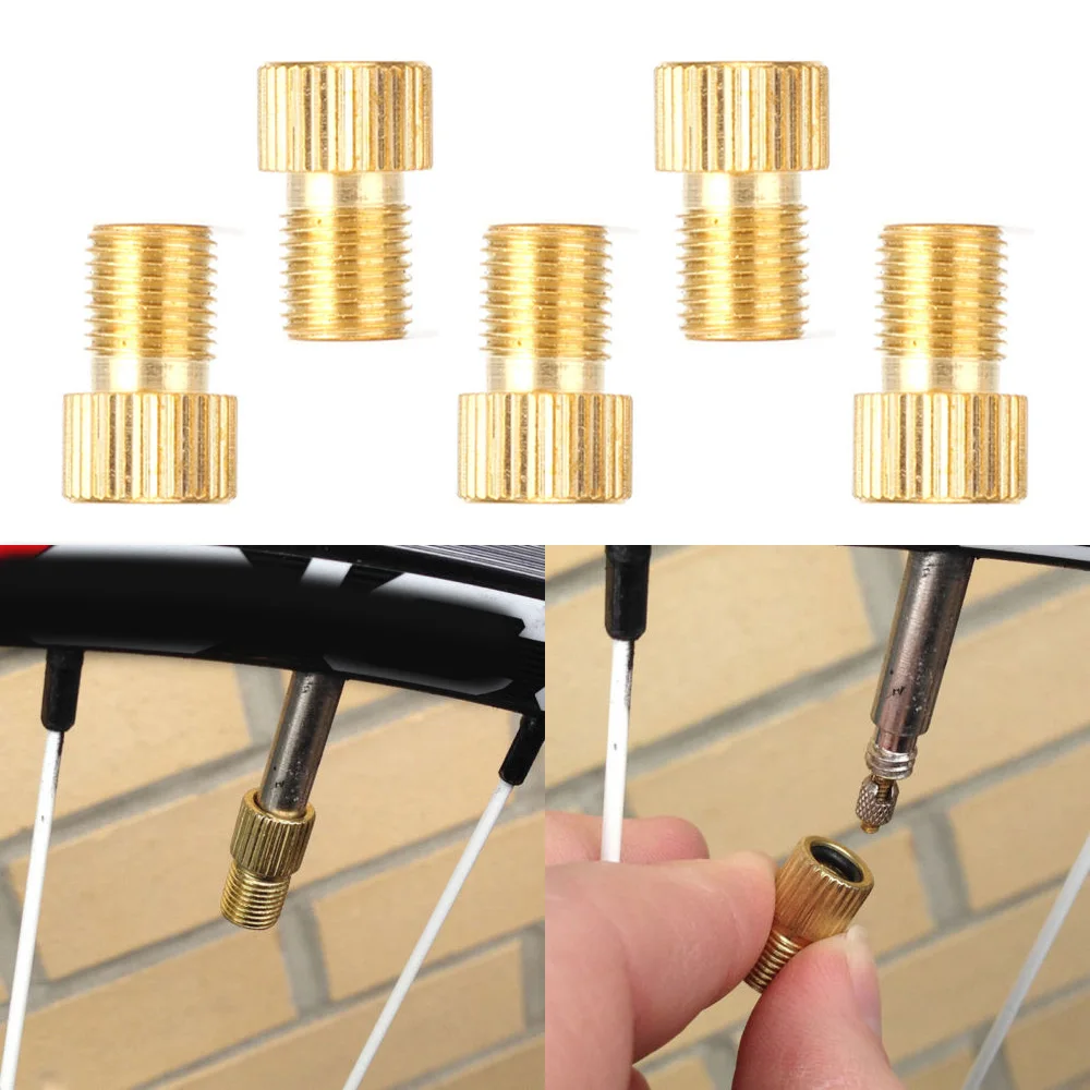 5PCS Bicycle Valve Adapters Copper Plated Mountain Bike Conversion Head