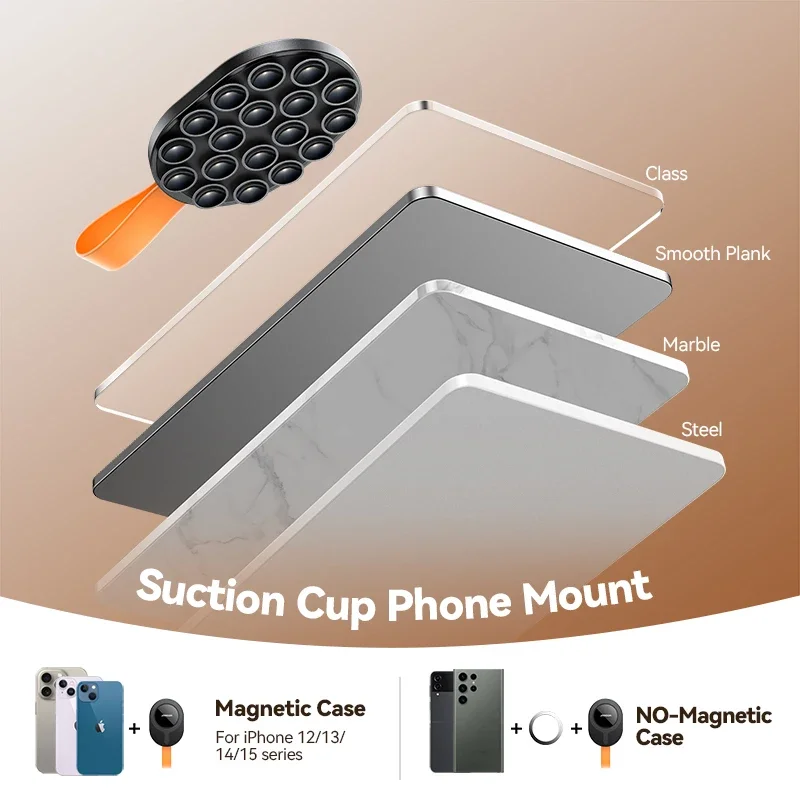 Magnetic Suction Cup Phone Mount with Silicone Grip Stand Holder