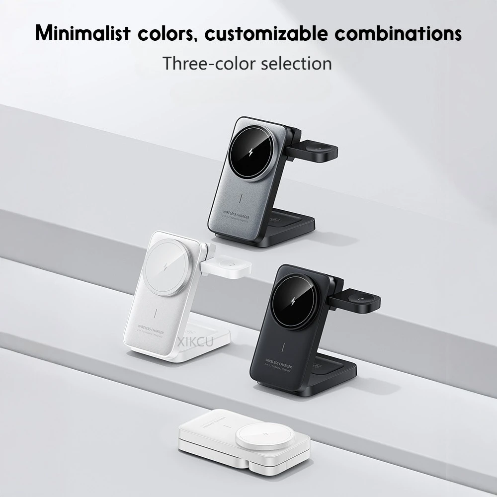 3 in 1 Travel Magnetic Wireless Charger Dock For Magsafe iPhone 17 16 15 Pro Max 14 13 12 iWatch 11-2 Airpods Pro Fast Charging
