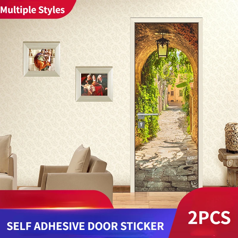 

2024 Creative Bathroom Door Decorative Wall Stickers Overall Self-adhesive 3D Door Stickers Personality Bedroom Door Stickers