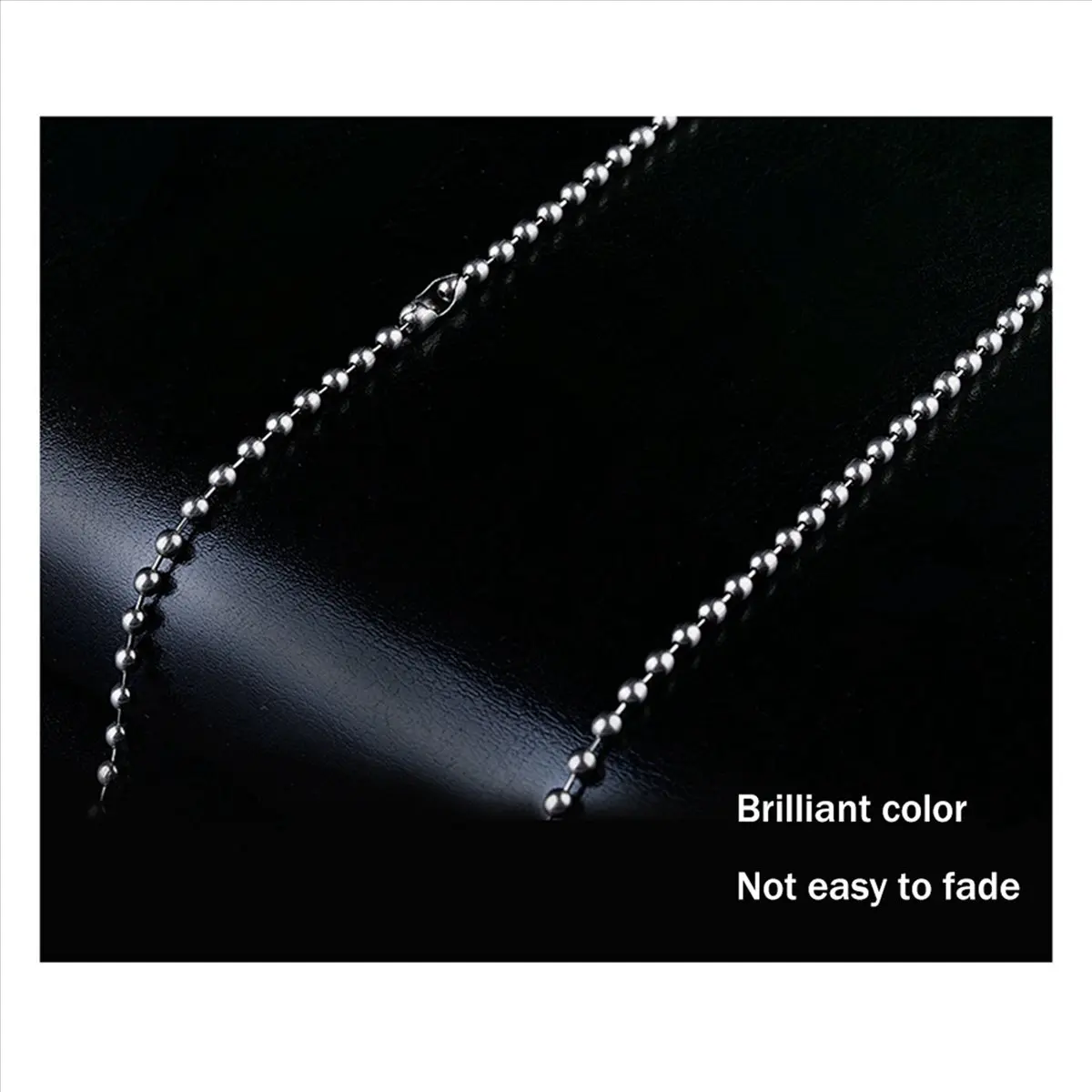 *N21R 5X Pure Titanium Chain Necklace Glass Bead Chain Pendant is Not Easy to Rust Simple Titanium Alloy Bracelet-B - Image 3