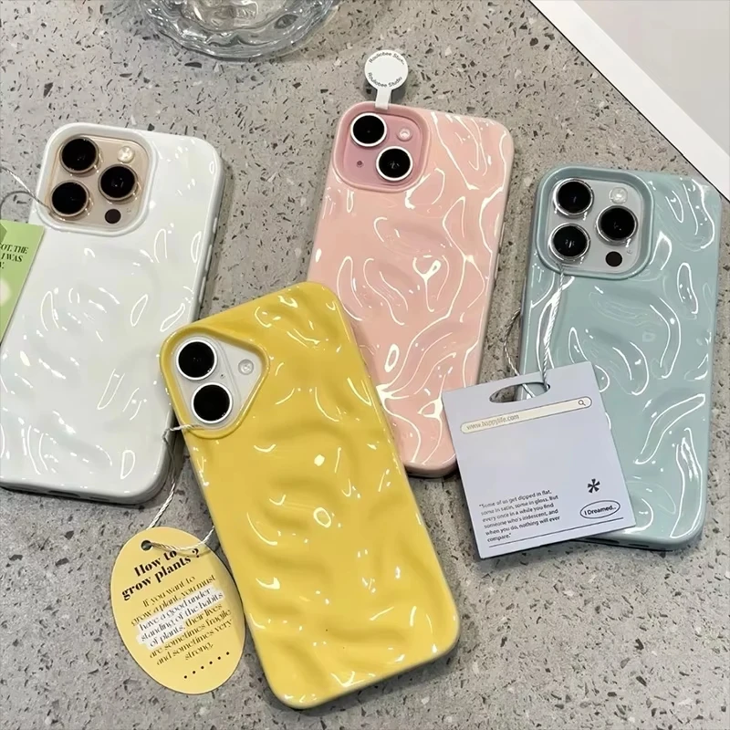 Luxury Soft Silicone Wave Fold Pattern Phone Case - Candy Bumper Back Cover