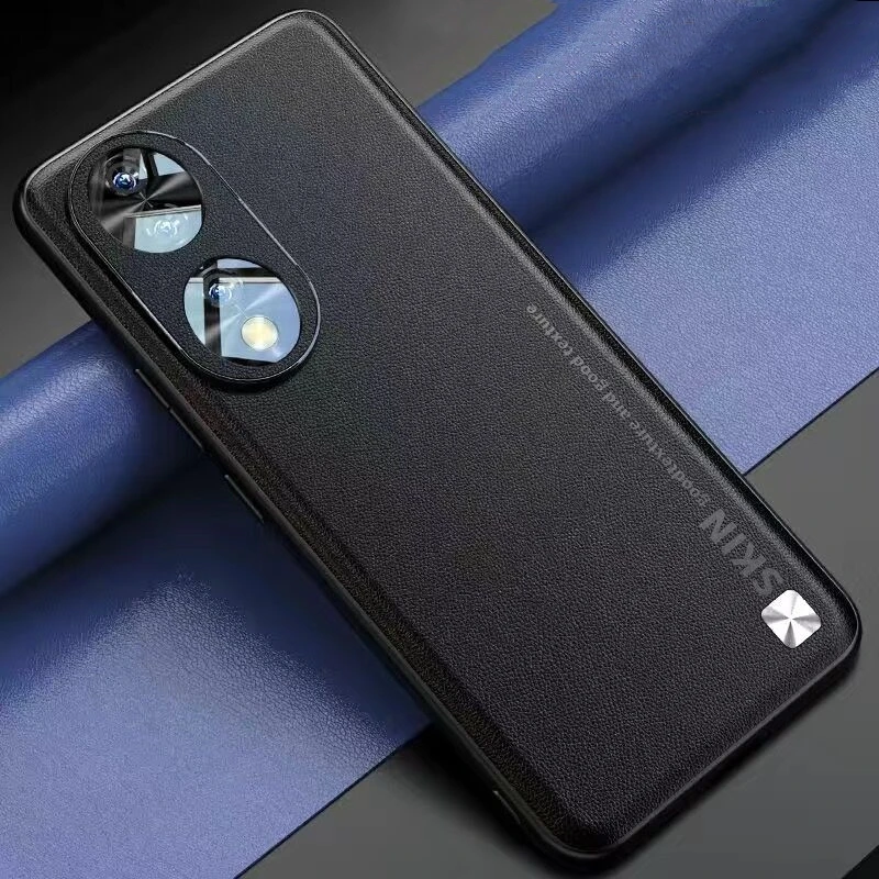 Luxury Leather Shockproof Phone Case with Camera Protection - Stylish Silicone Bumper Cover