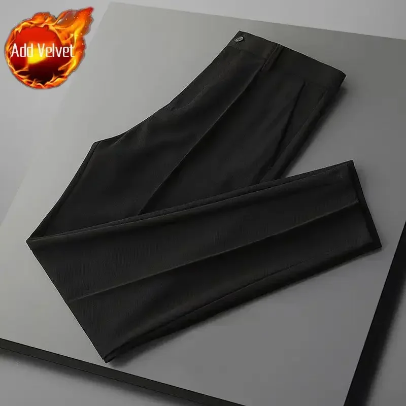 thumbnail image 1 of Pantalones de traje holgados de negocios de corte entallado para hombre de Fluid Social Tailoring, pantalones drapeados con 9 cortes grises y trenzados para hombre, pantalones de lujo económicos, 1 of 5