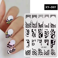 French Nail Art Stamping Plate Geometry Wave Line Drawing Templates Nail Art Stamping Plate smile Nail Charm Mold Stencil Tools 2