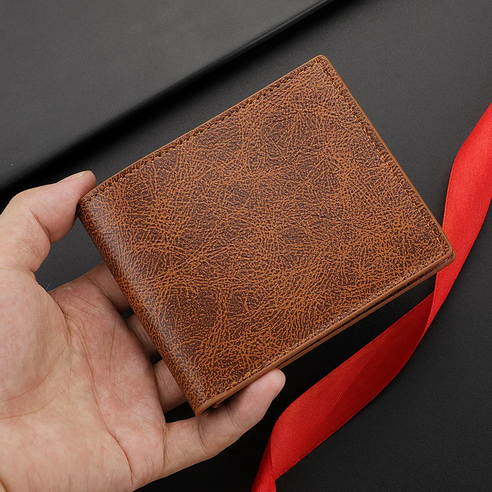 Men's Fashion Retro Business Short Wallet Multi Card Slot Horizontal Soft Pu Leather Men's Wallet 2