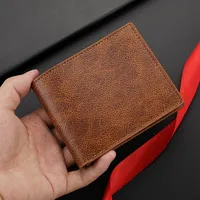 Men's Fashion Retro Business Short Wallet Multi Card Slot Horizontal Soft Pu Leather Men's Wallet 2