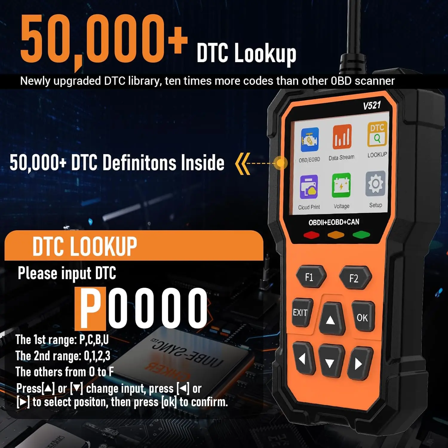 V521 Professional  Automotive Scanner Diagnostic Tool Engine Fault Code Reader OBD2/EOBD Fault Diagnosis Tool Check Engine Light 3