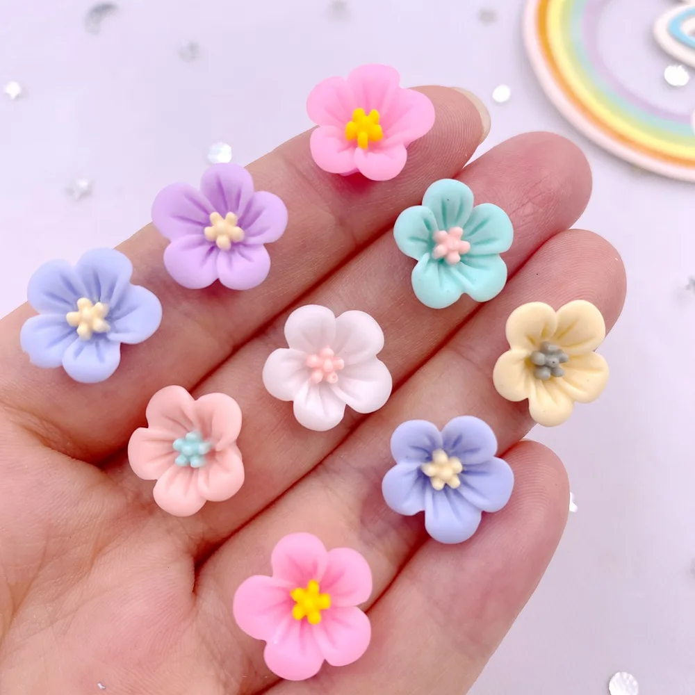 50 Colorful 14mm Resin Morning Glory Flower Gems
