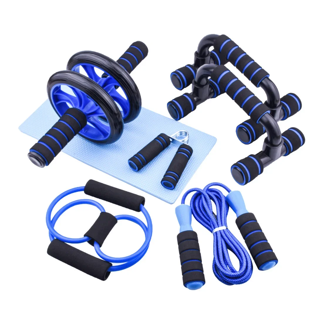 7-piece set of indoor exercise equipment push up stand ab wheel sports fitness equipment household use