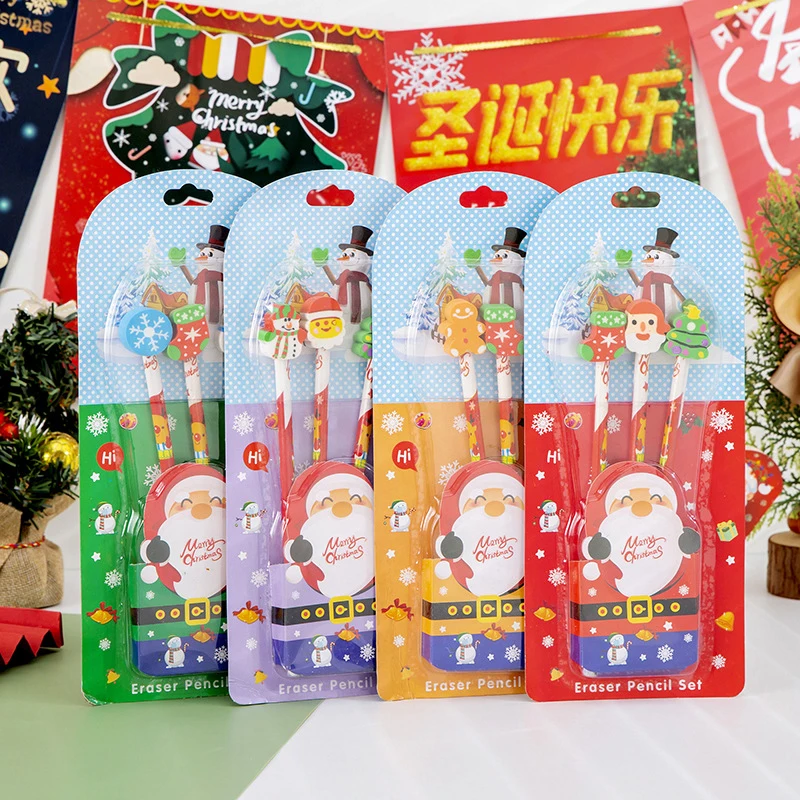 

3 шт./набор, рождественские карандаши-ластики