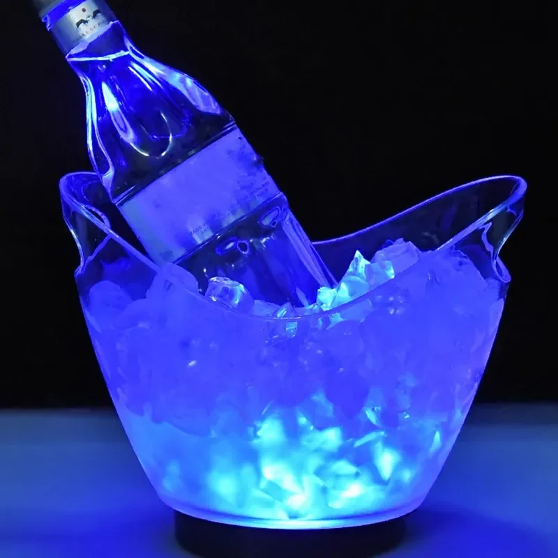 2L Waterproof LED Ice Bucket with 7 Colors for Bars and Parties Stylish ABS Champagne Bowl Ice Bucket with LED Lights