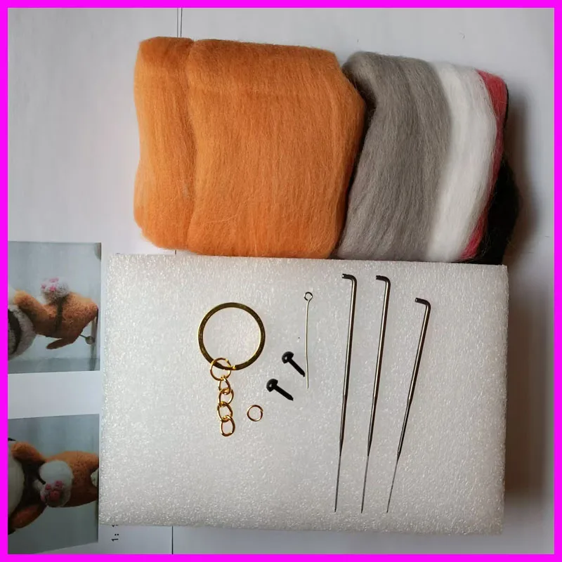 fiber felt for felting kit Shiba Inu needle felted wool,merino wool to felting, wool fiber for felting,felt needle felting