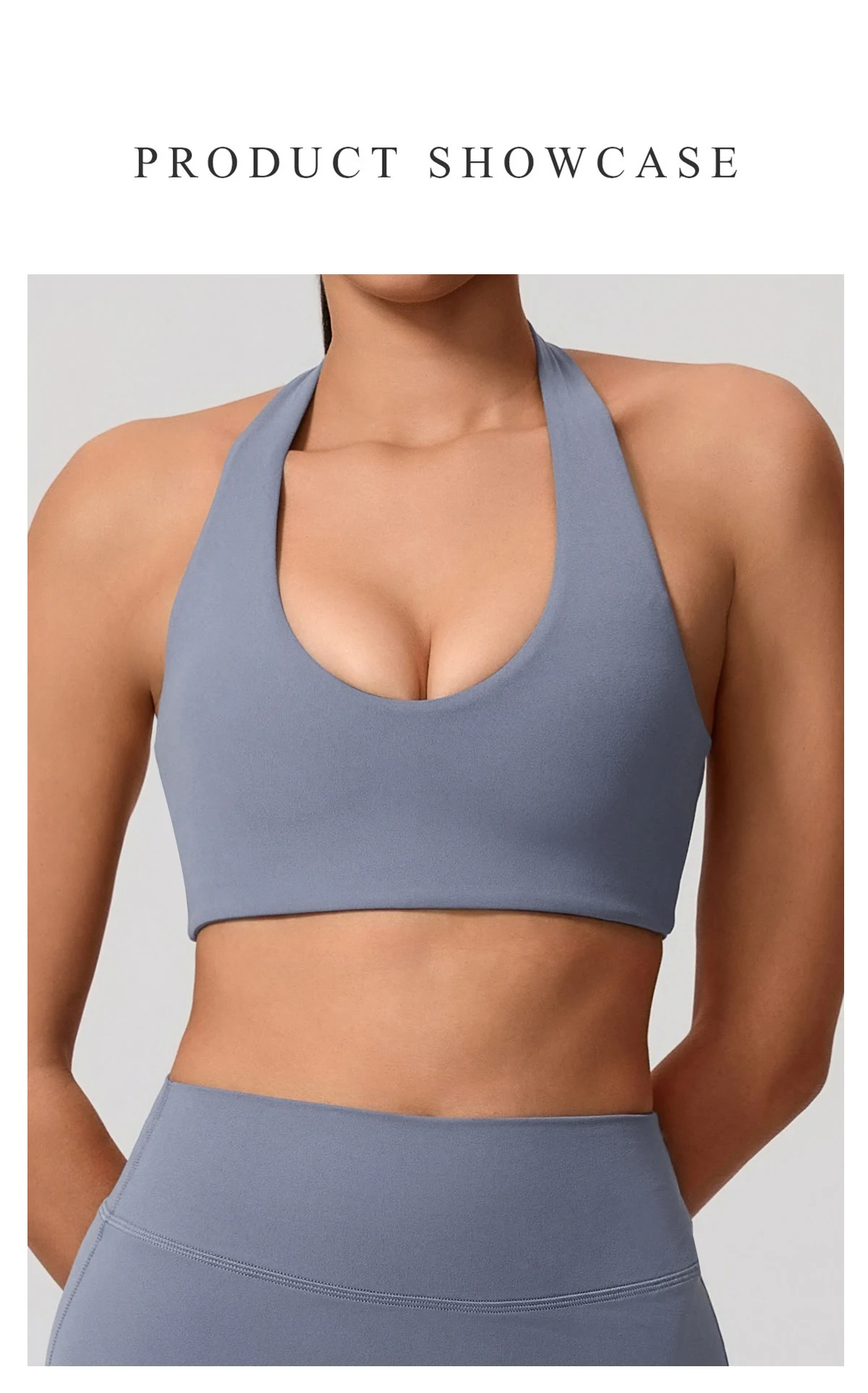 Sommer Damen Neckholder Gepolsterter Sport-BH Stoßdämpfend Rückenfreies Top für Outdoor-Laufen Fitness Crop Top Damen – Detail 4