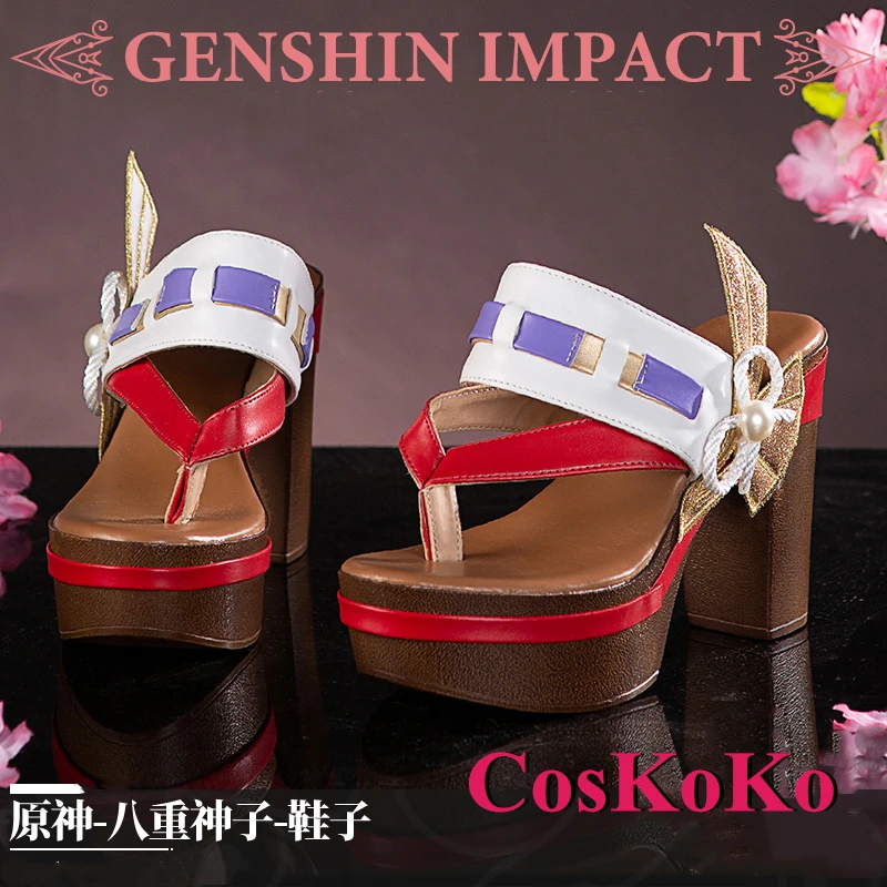 CosKoKo Raiden Shogun/Yae Miko/Shenhe/Kamisato Ayaka Shoes Cosplay Game Genshin Impact High-heeled Shoes Role Play Accessories