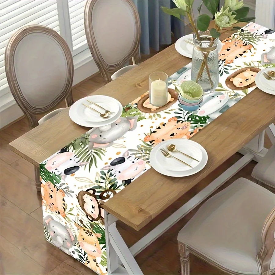 1/3 Stück Dschungeltier-Thema Safari Happy Birthday Party Dekoration Baby Shower Banner Hintergrund Deko Affe Giraffe Geschenk – Detail 2
