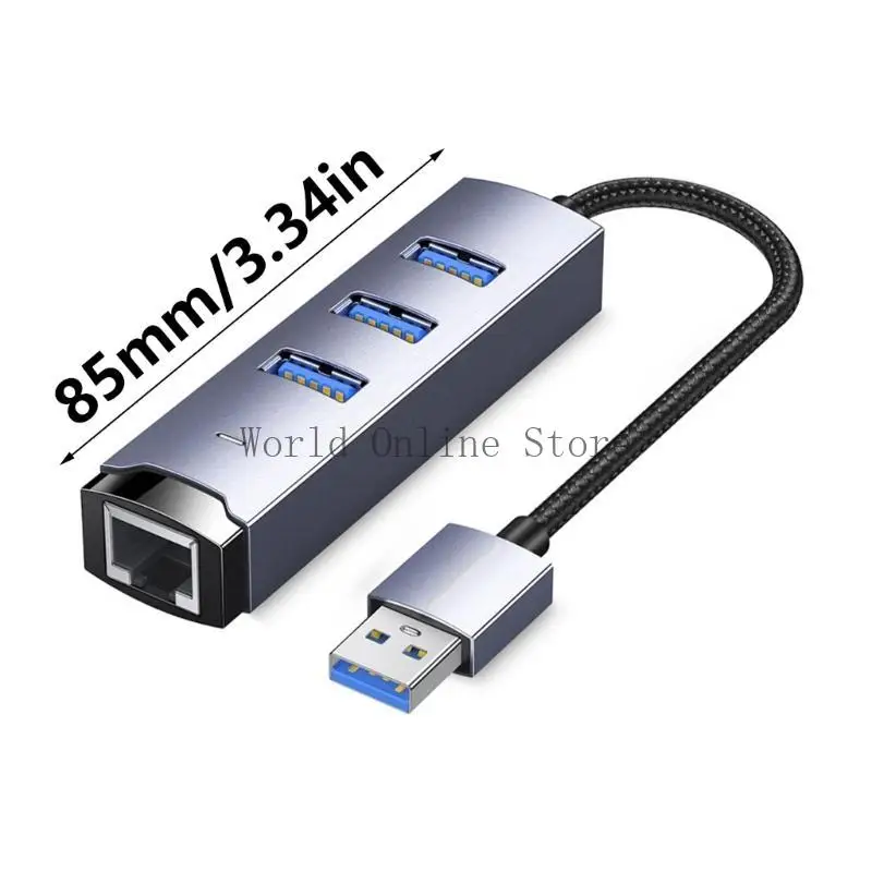 USB/유형 C 기가비트 RJ45 이더넷 어댑터 USB3.0 허브, 고속 데이터 전송을 위한 알루미늄 멀티포트 분배기 5Gbps 87HC