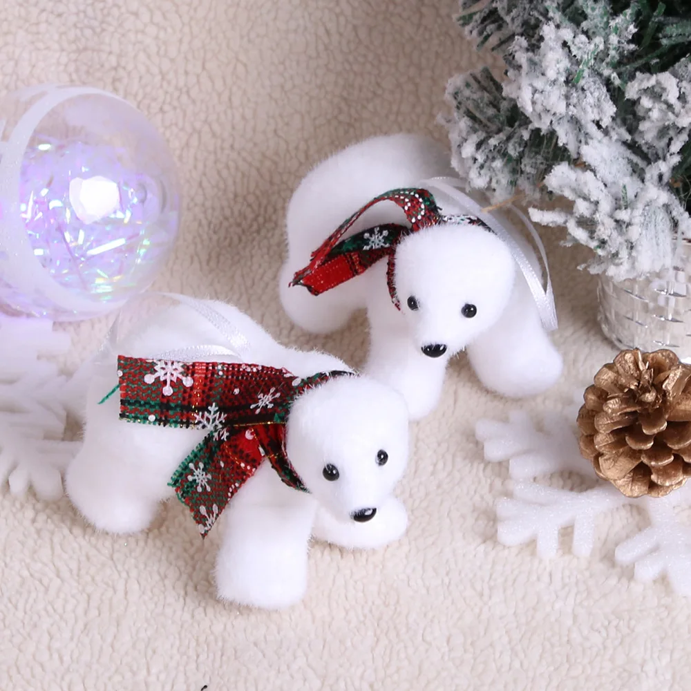 1pcs Christmas decorations white bear pendants Christmas tree ornaments polar bear figurines Christmas outdoor decoration