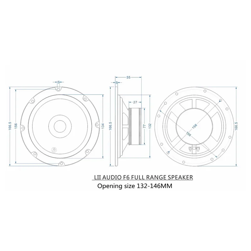 LII AUDIO New Version FAST-6 6.5-inch HIFI Full Frequency Speaker Car Horn 30W/4ohm (1 Pair)
