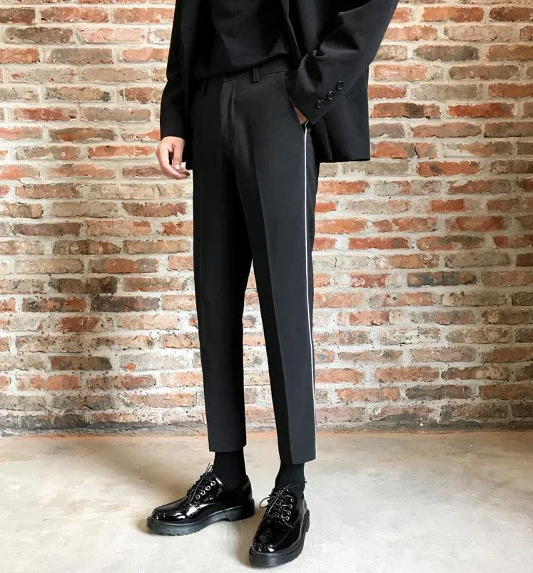 Description Picture 6 of itemTressed Polyester Trousers for Men Wide Leg Slim Fit Man Suits Pants Tailoring Summer 2024 Anti-wrinkle New In Spring Clothes Up