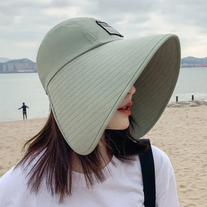 Women Hat Summer UV Protection Fashionable Large Brim Sun Protectioncap Beach Hats Ponytail Travel Visor Panama sun hat women hat
