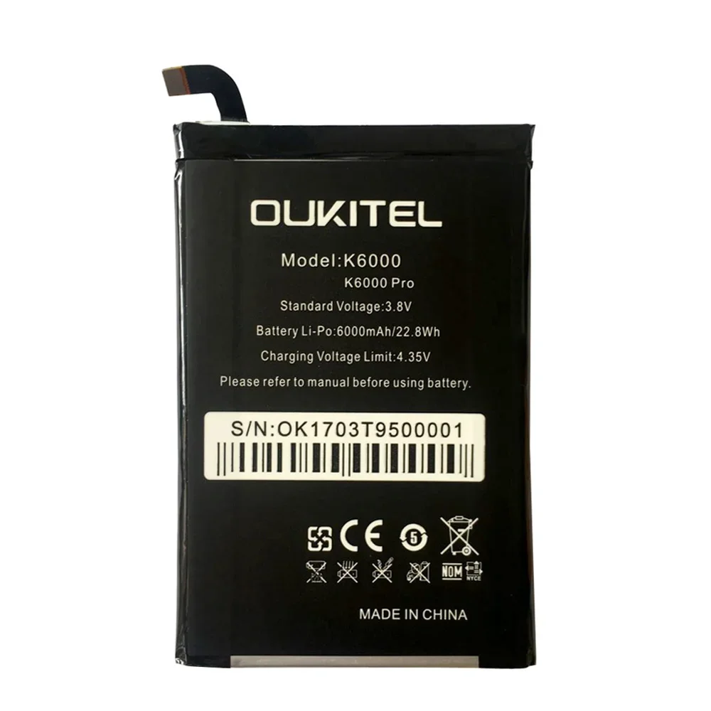 2024 Years 100% Original Mobile Phone Battery For Oukitel K6000 / K6000 Pro Real 6000mAh High Quality Replacement Battery