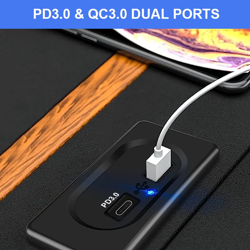 48W Usb Poort Caricatore per auto 12V Presa Caricatore per laptop USB C PD 18W QC3.0 Porta per auto Presa impermeabile con interruttore di alimentazione per auto RV  34