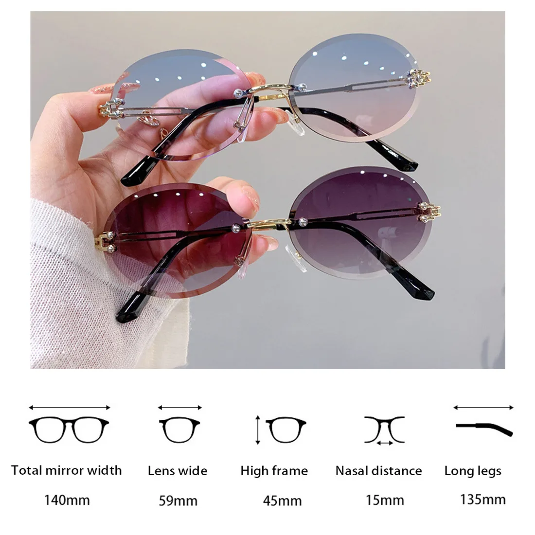 Vintage cat eye zonnebril dames retro gradient metalen frame_voghion.com
