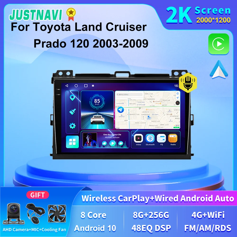 

JUSTNAVI 2K экран 4G LTE Android автомобильное радио GPS головное устройство 2din для Toyota Land Cruiser Prado 120 2003-2009 для Lexus GX470 LC120