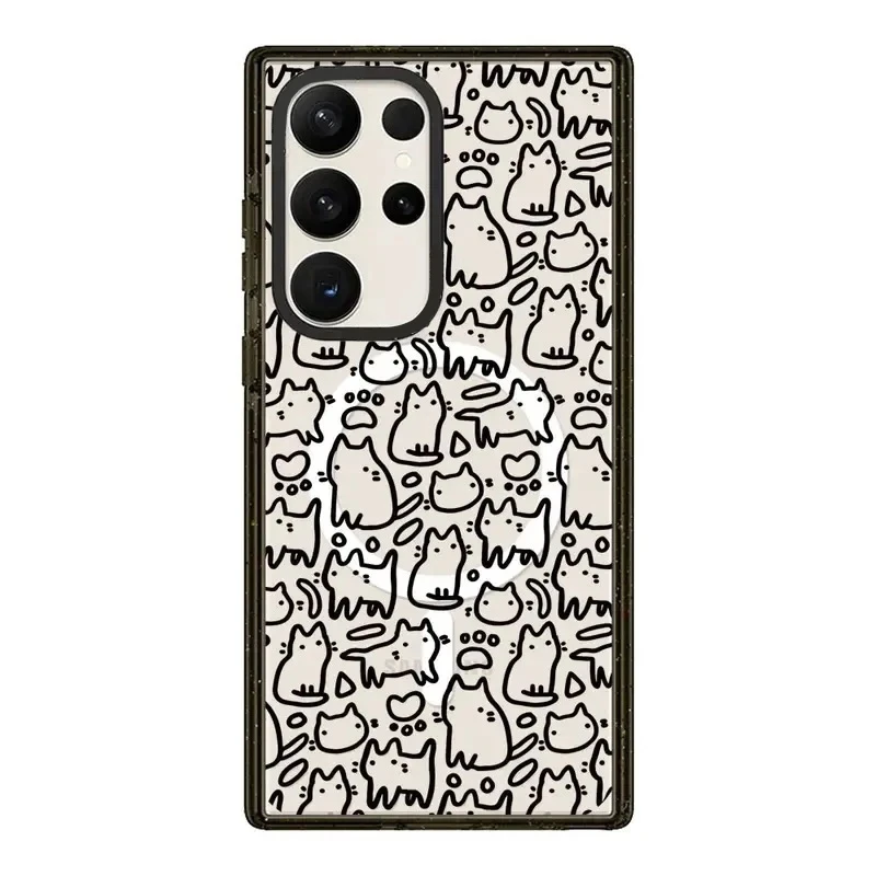 Cute Dog Cat Shark MagSafe Acrylic Black Border Case for Samsung Galaxy S24 Ultra S23 Ultra S22 Ultra Cover Shell